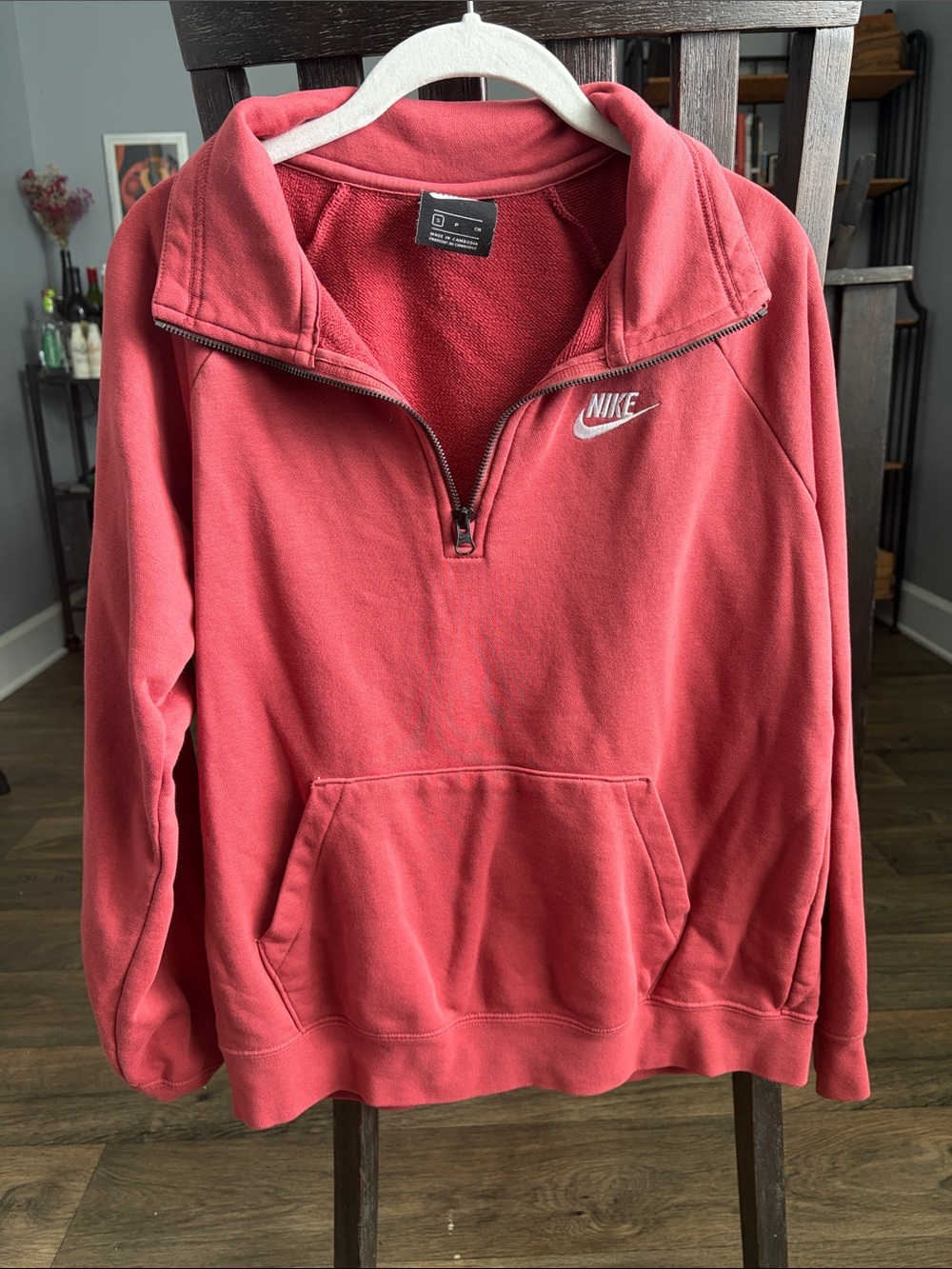 Nike Coral-Red Quarter Zip Fleece Pullover